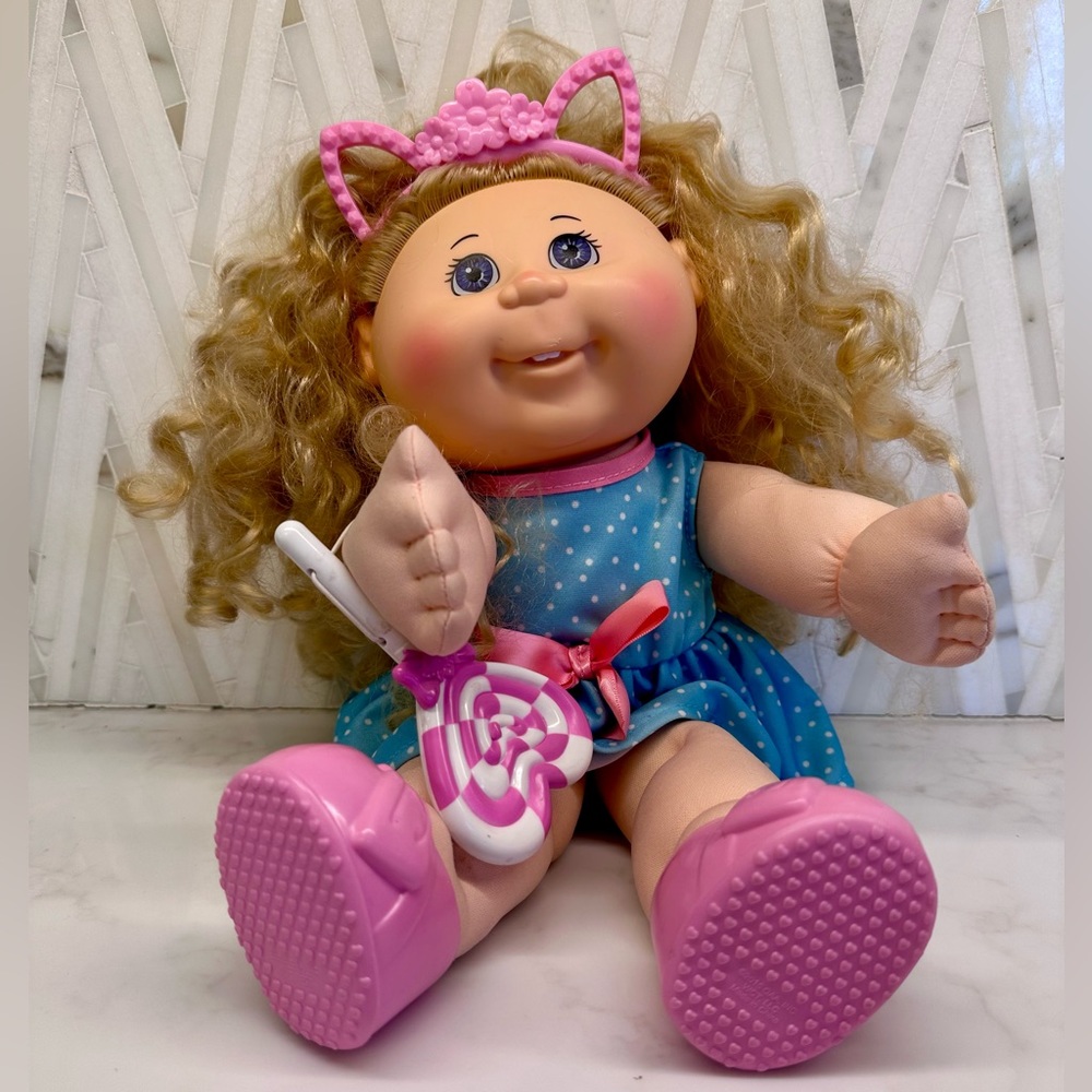 Cabbage Patch Kids 14” Blonde Curly Haired Girl with Polka Dot Party Outfit